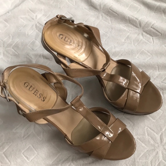 Nude Patent Leather Guess Heels sz 8 - Picture 2 of 7